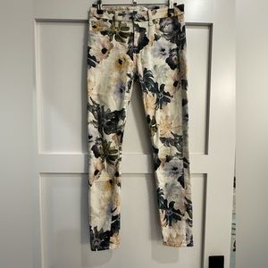 7 for All Mankind Floral Cigarette Skinny Jeans Size 25